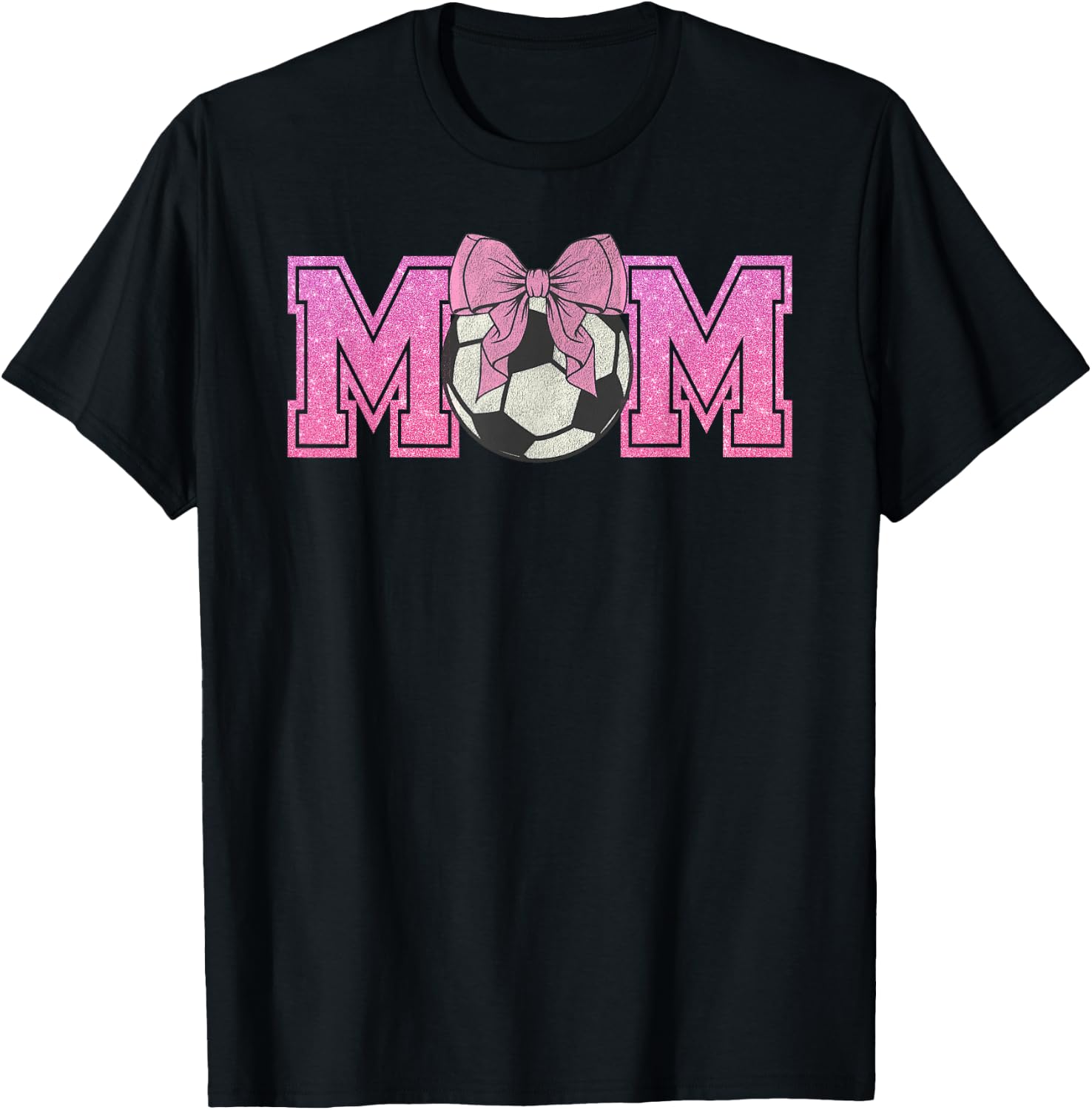 Soccer Mom Coquette Pink Bow Mothers Day Football Mama T-Shirt - T-Shirt | Black