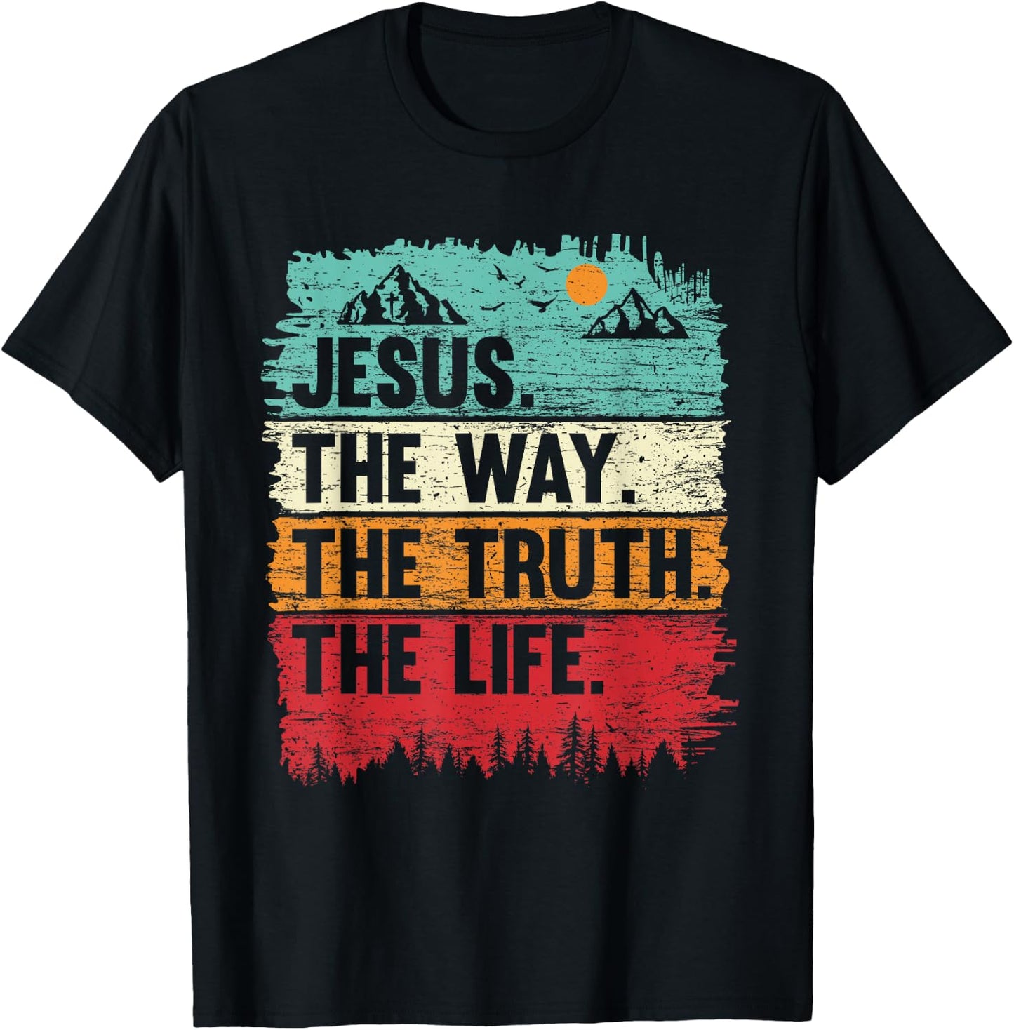 Boys Jesus Shirt The Way Truth Life Kids Christian Worship T-Shirt - T-Shirt | Black