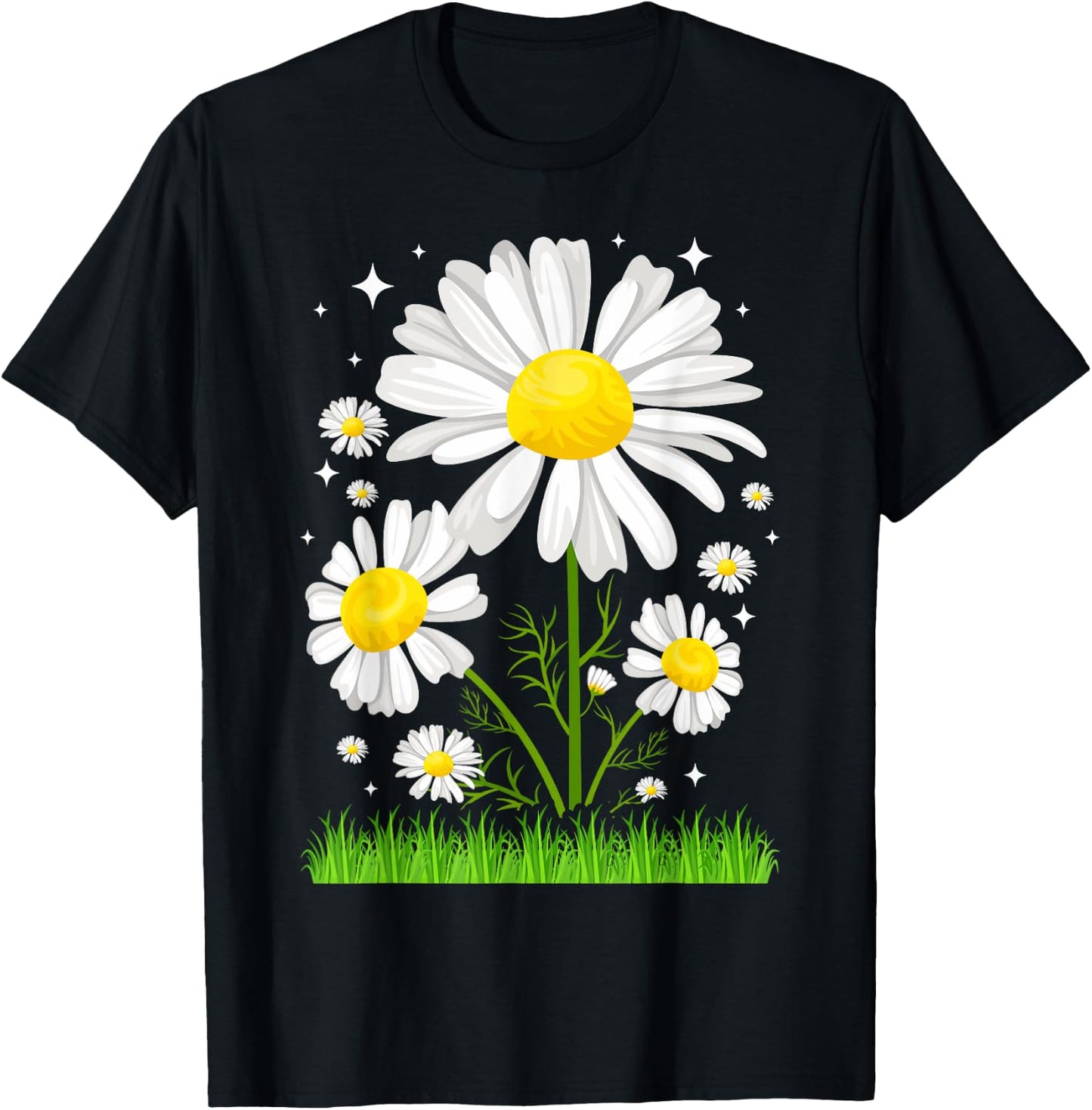 Sunshine Daisy Daisies Vacation Casual Graphic T-Shirt - T-Shirt | Black
