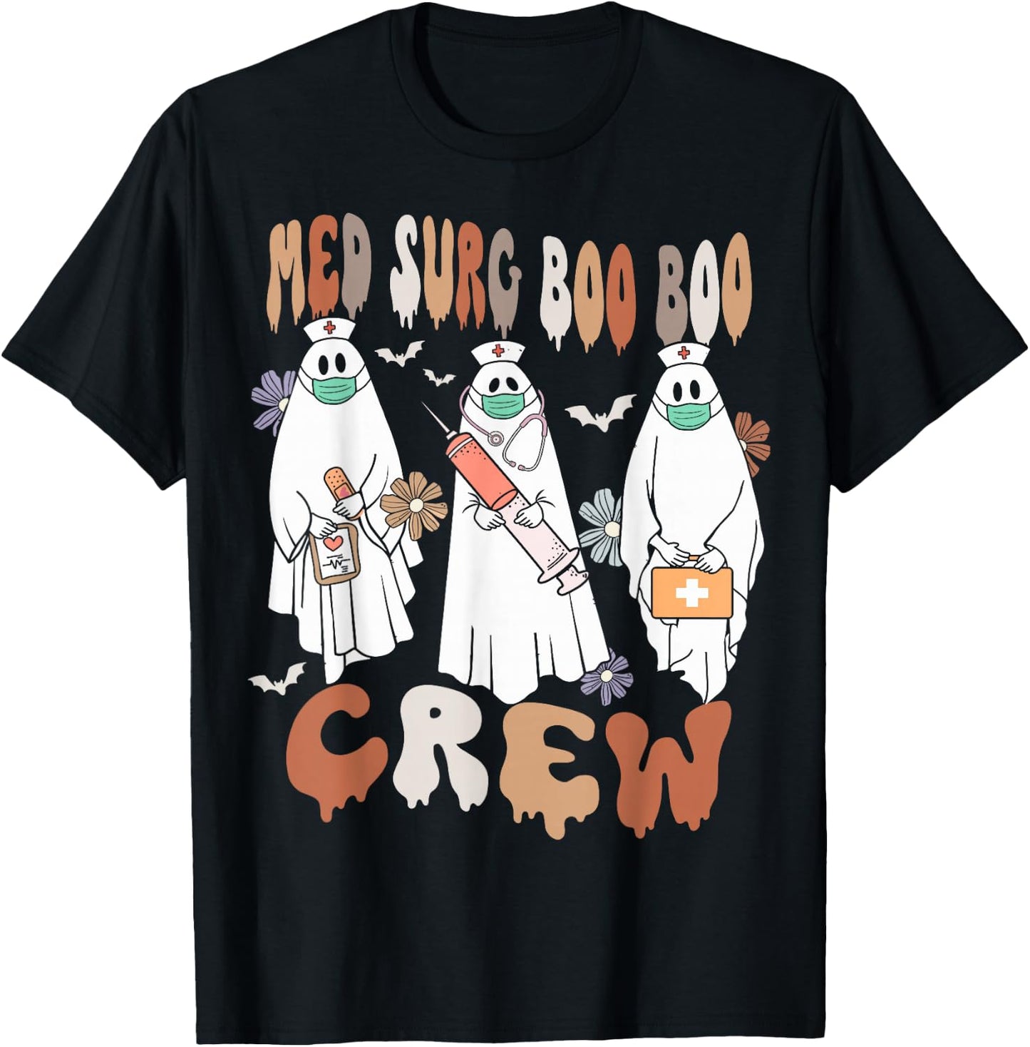 Med Surg Boo Crew Ghost Nurse Halloween Women T-Shirt - T-Shirt | Black