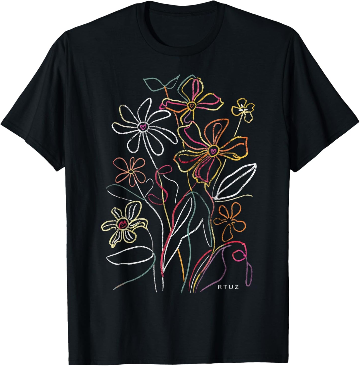 Boho Style Floral Pastel Design Flowers Hipster Streetwear T-Shirt - T-Shirt | Black