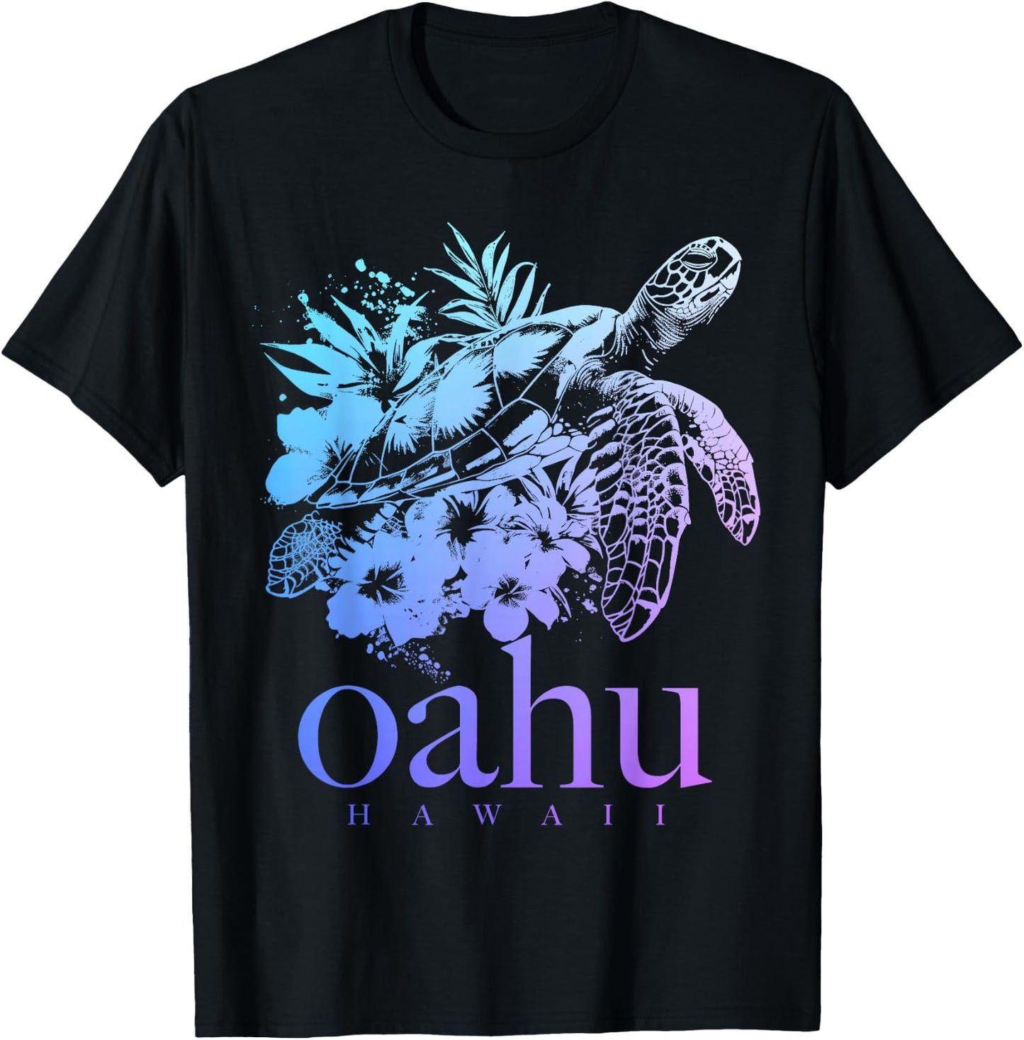 Oahu Hawaii Sea Turtle Hawaiian Surfer Souvenir T-Shirt - T-Shirt | Black