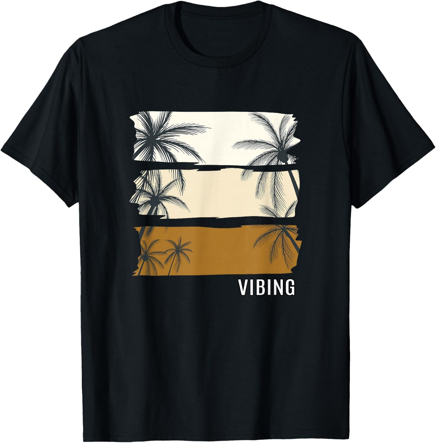 Tan Color Vibing-x3 Shades Tan Graphic T-Shirt - T-Shirt | Black