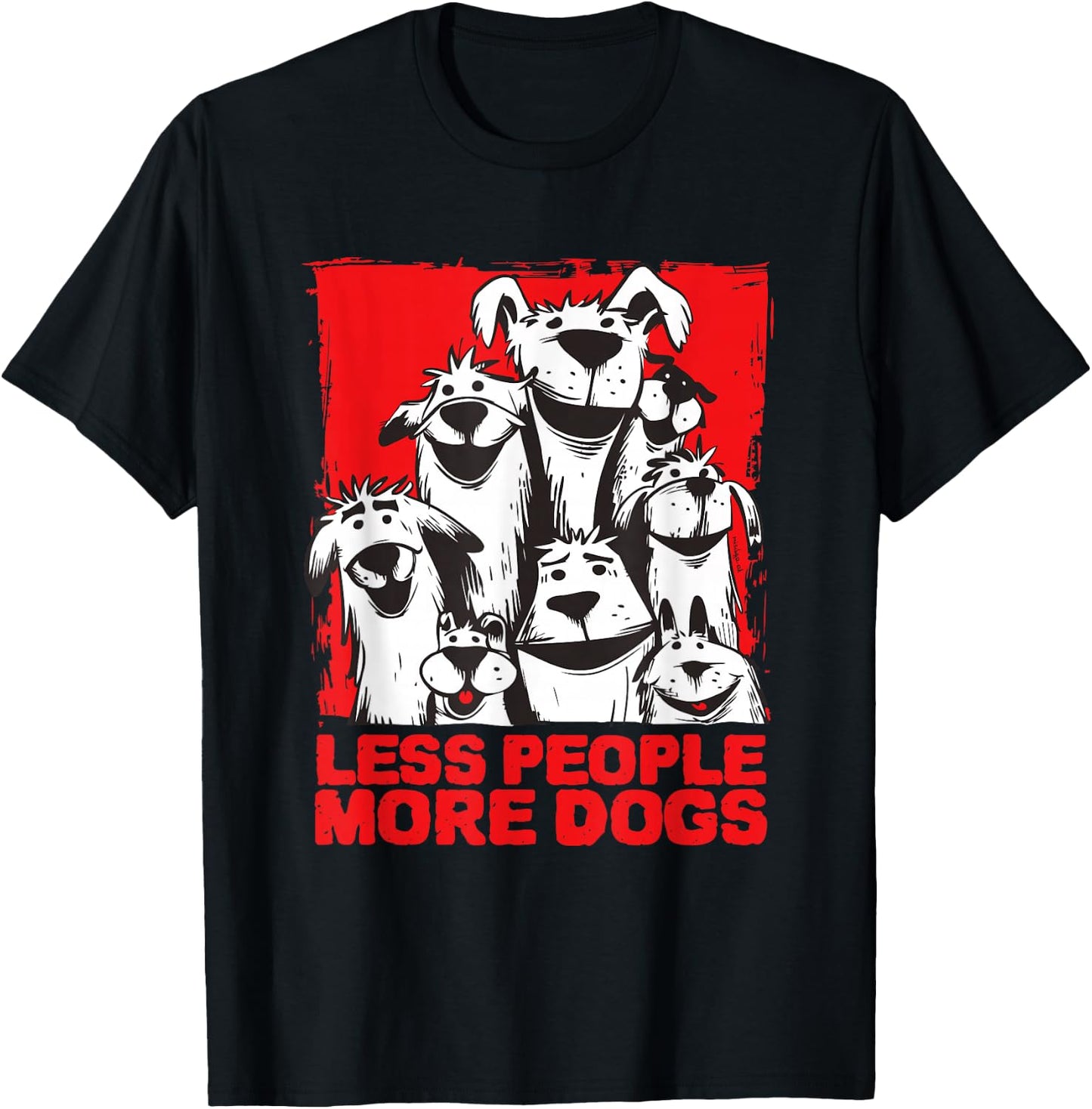 Fewer People More Dogs Dog Love T-Shirt - T-Shirt | Black