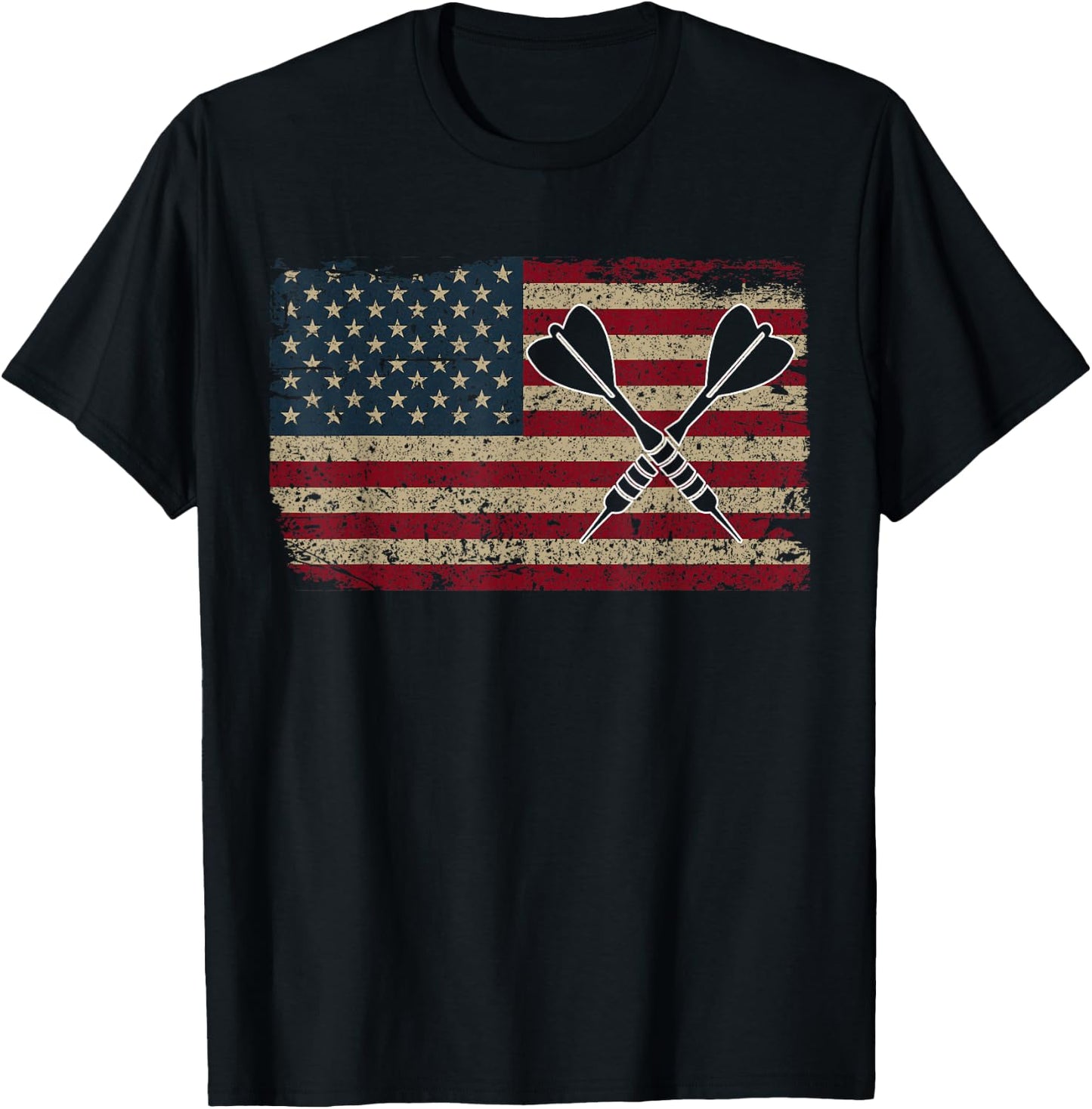 American Flag Darts I Proud USA Dart Player Jersey T-Shirt - T-Shirt | Black