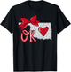 Oklahoma Heart State Map Women Girl Kids Coquette Bow T-Shirt - T-Shirt | Black