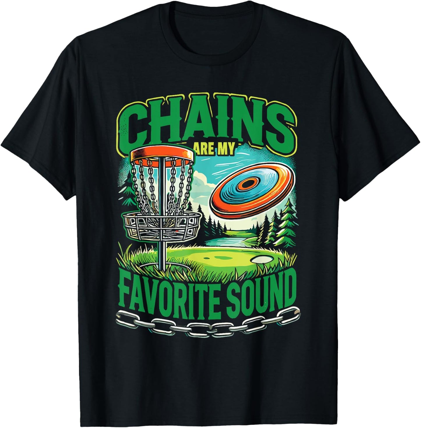 Flying Discc Frisbee Chains Are My Favorite Sound Disc Golf T-Shirt - T-Shirt | Black
