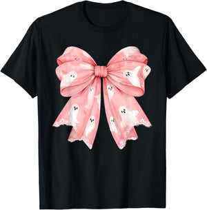 Coquette Bow Trick Or Treat Spooky Season Ghost Halloween T-Shirt - T-Shirt | Black