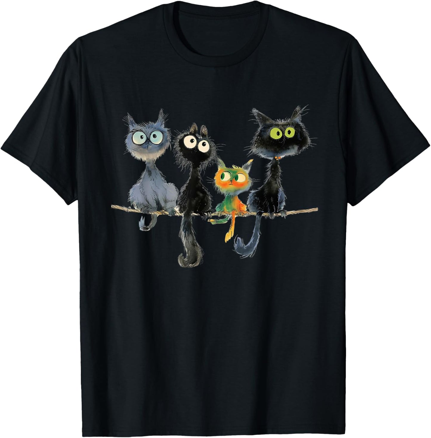 Whimsical Mid-Century Modern Look Cats 50& 60s Style T-Shirt - T-Shirt | Black