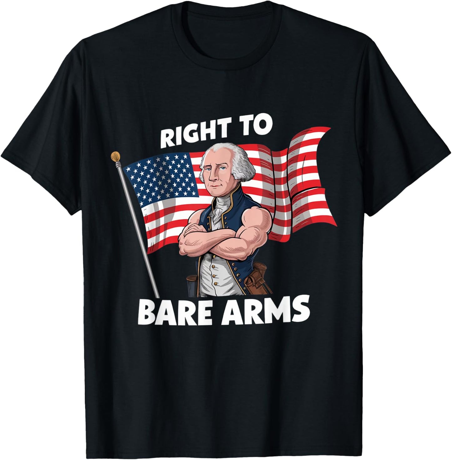 Right To Bare Arms - 4th of July Funny Gym Workout T-Shirt - T-Shirt | Black