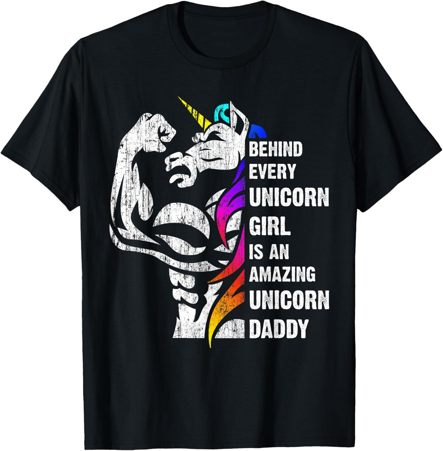 Unicorn Dad Dadacorn Dadicorn Daddycorn Inspirational Quote T-Shirt - T-Shirt | Black