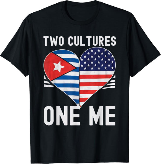 Half Cuban Half American USA Flag Cuba America T-Shirt - T-Shirt | Black