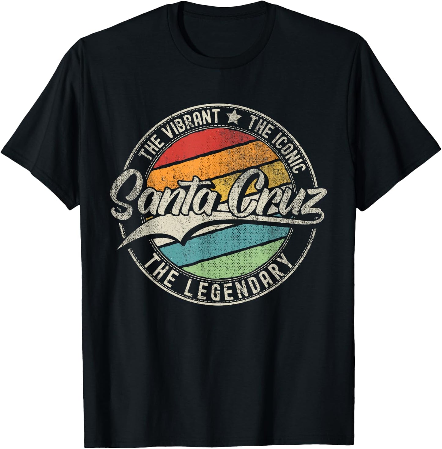 Santa Cruz CA | California | Vintage Distressed T-Shirt - T-Shirt | Black