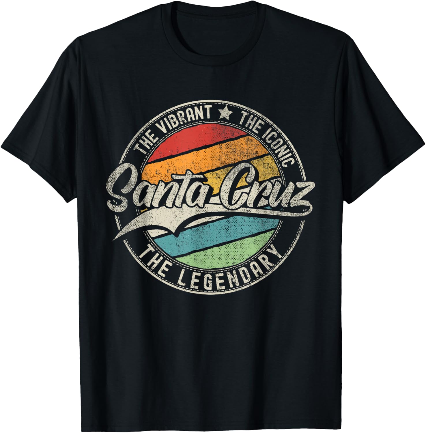 Santa Cruz CA | California | Vintage Distressed T-Shirt - T-Shirt | Black