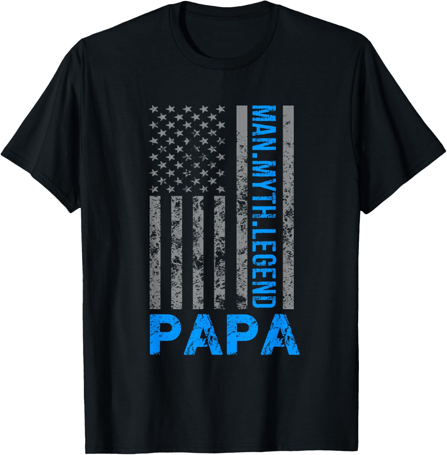 Papa American Flag Man Myth Legend T-Shirt - T-Shirt | Black