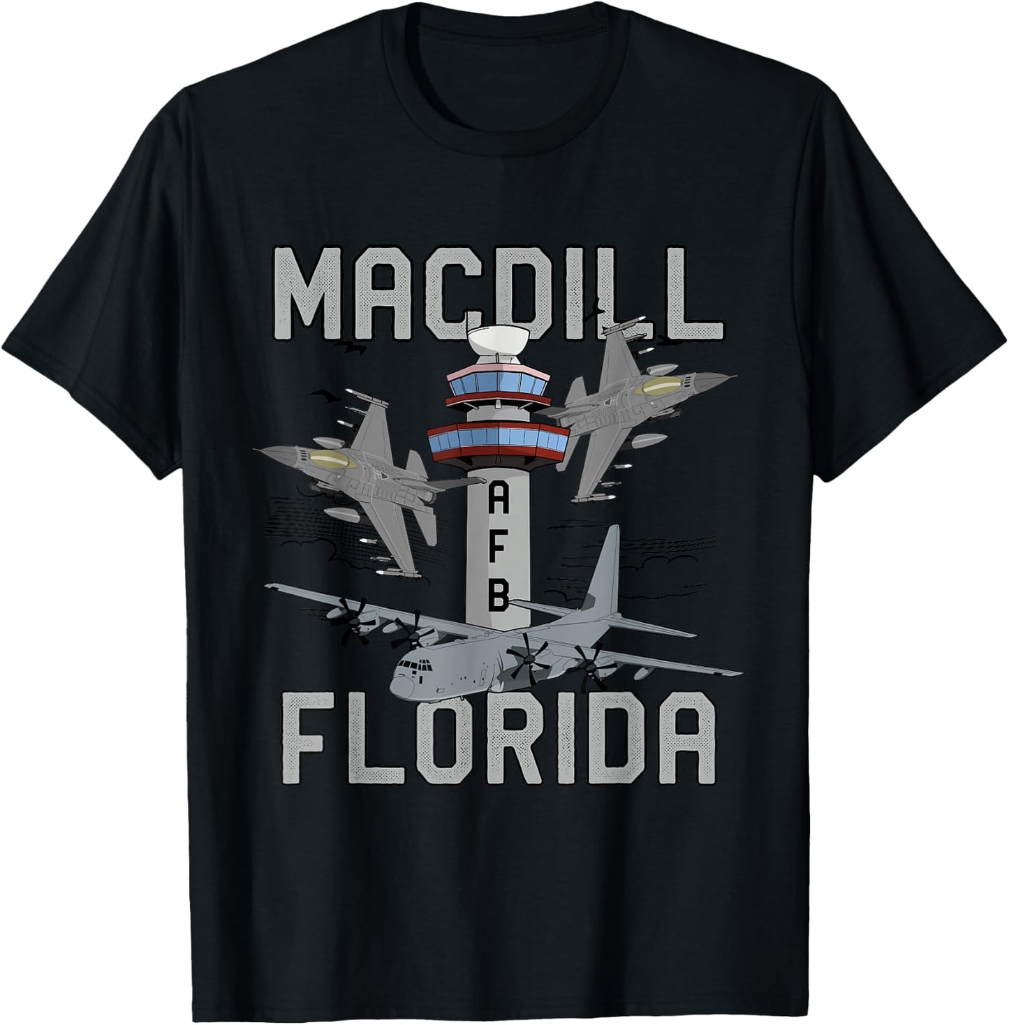 MacDill AFB Florida Air Force Base Fighter Jets Vintage T-Shirt - T-Shirt | Black