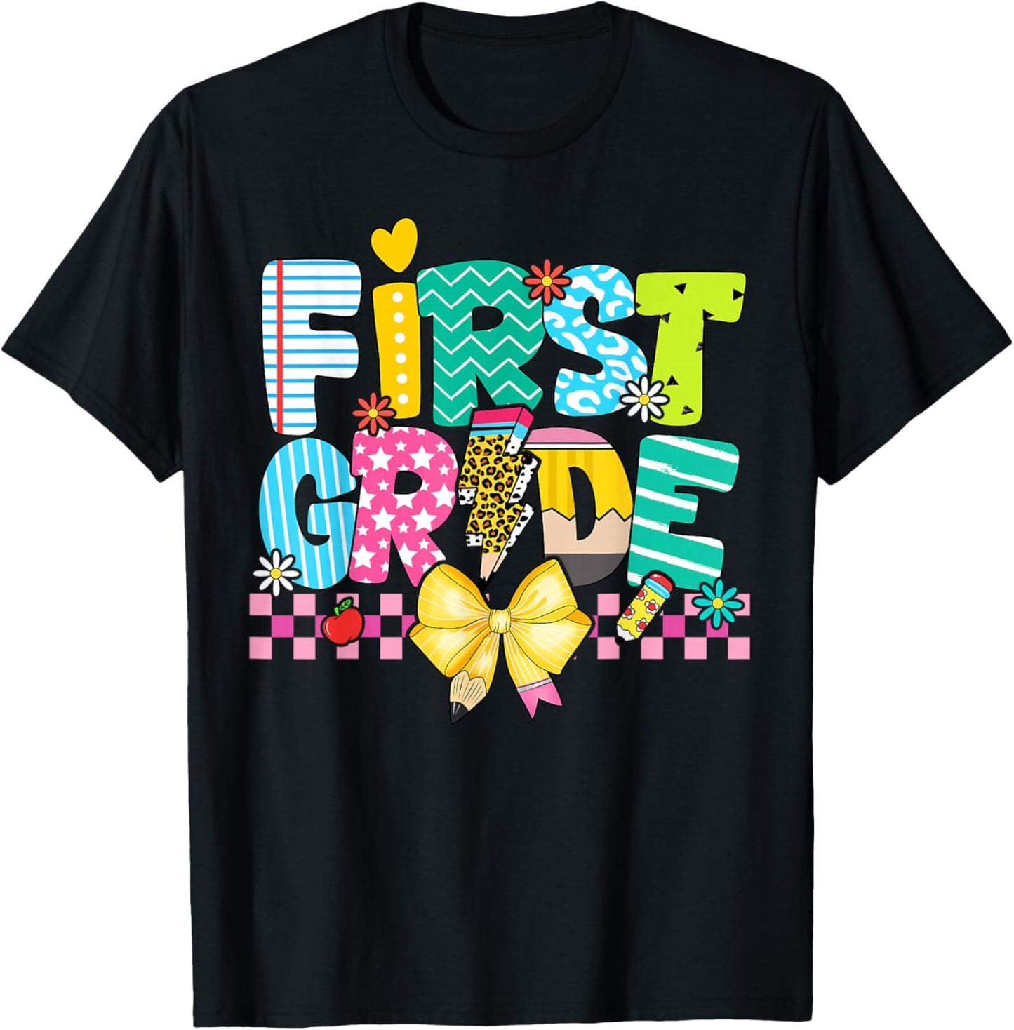 Cute First Grade Teacher 1st Grade Boys Girls Back to School T-Shirt - T-Shirt | Black