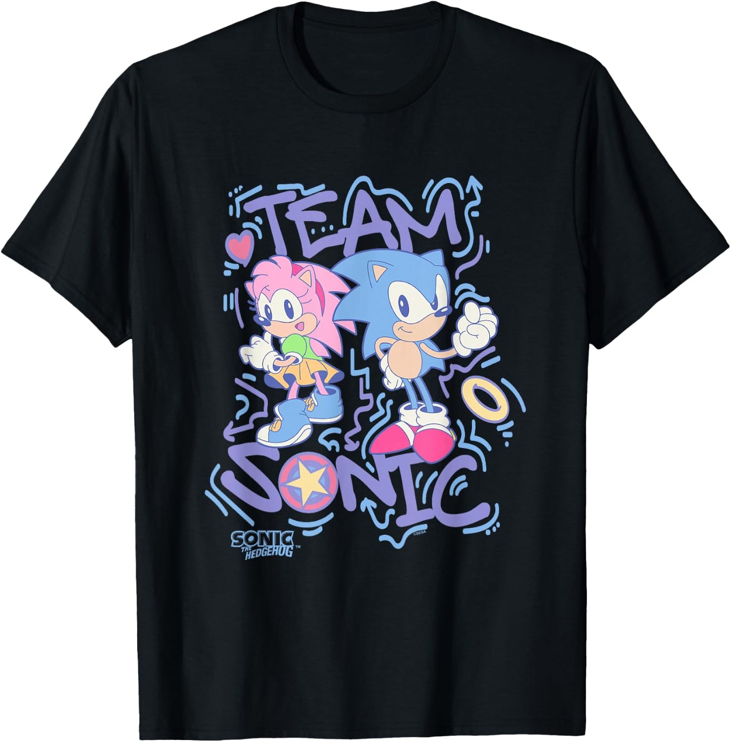 Sonic The Hedgehog Team Sonic Amy Rose Vintage T-Shirt - T-Shirt | Black