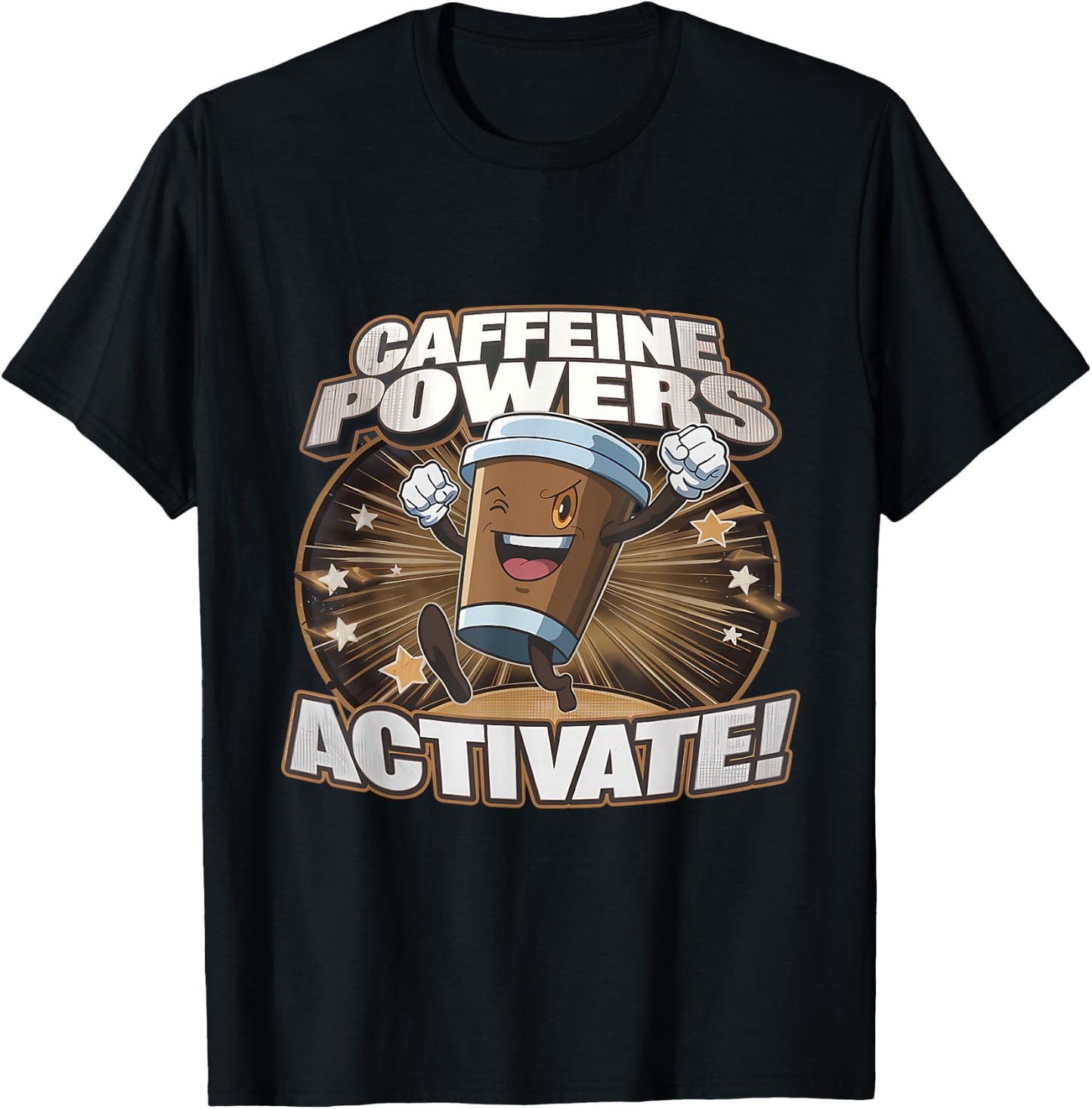 Funny Coffee Addict Caffeine Power Activate T-Shirt - T-Shirt | Black