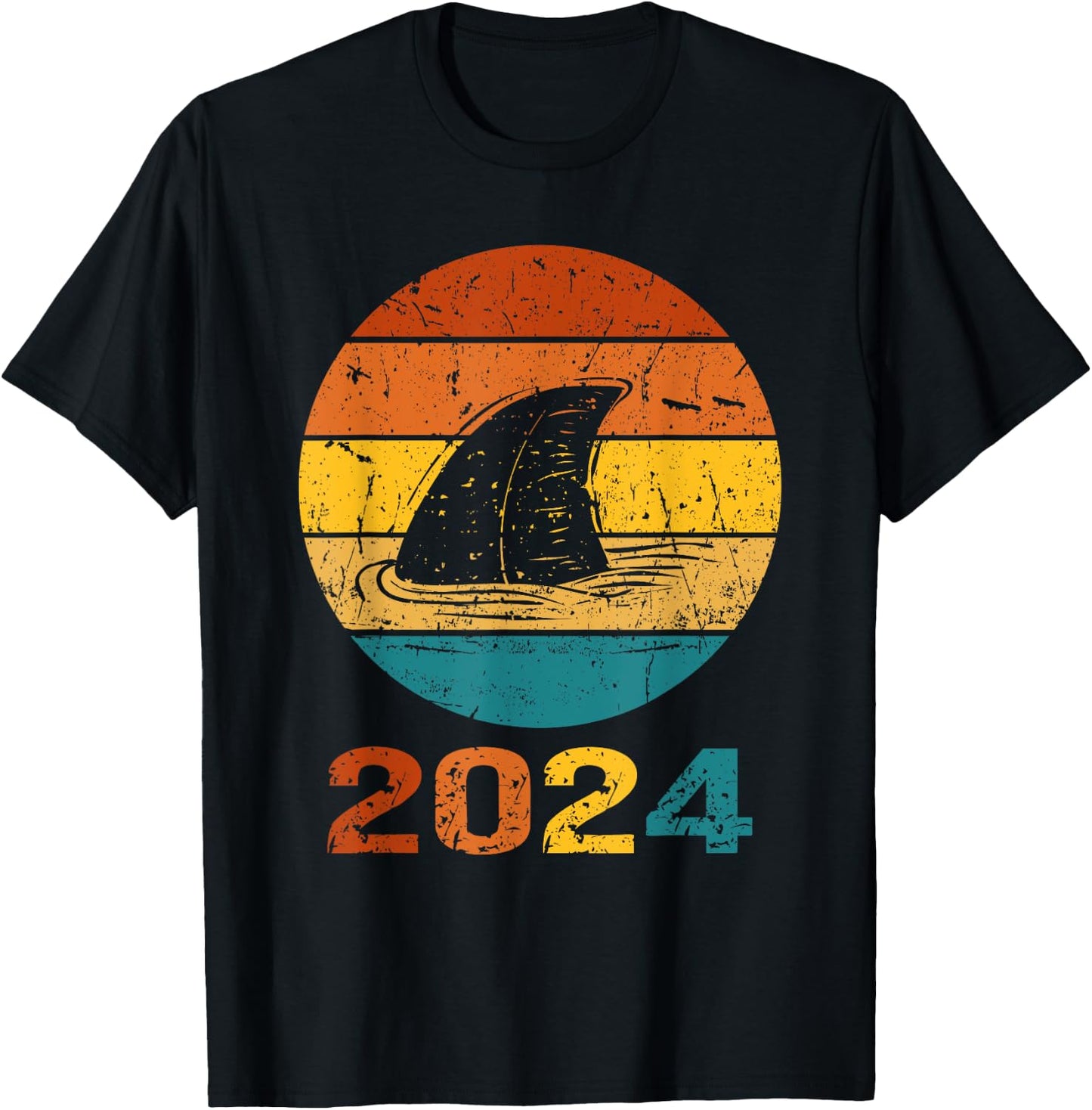 2024 Shark Fin Lover Week Animal Sea Ocean Matching Summer T-Shirt - T-Shirt | Black