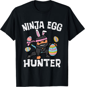 Kids Easter Ninja Bunny Egg Hunter Funny Boys Kids Toddler Youth T-Shirt - T-Shirt | Black