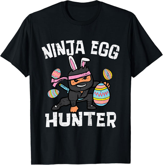 Kids Easter Ninja Bunny Egg Hunter Funny Boys Kids Toddler Youth T-Shirt - T-Shirt | Black