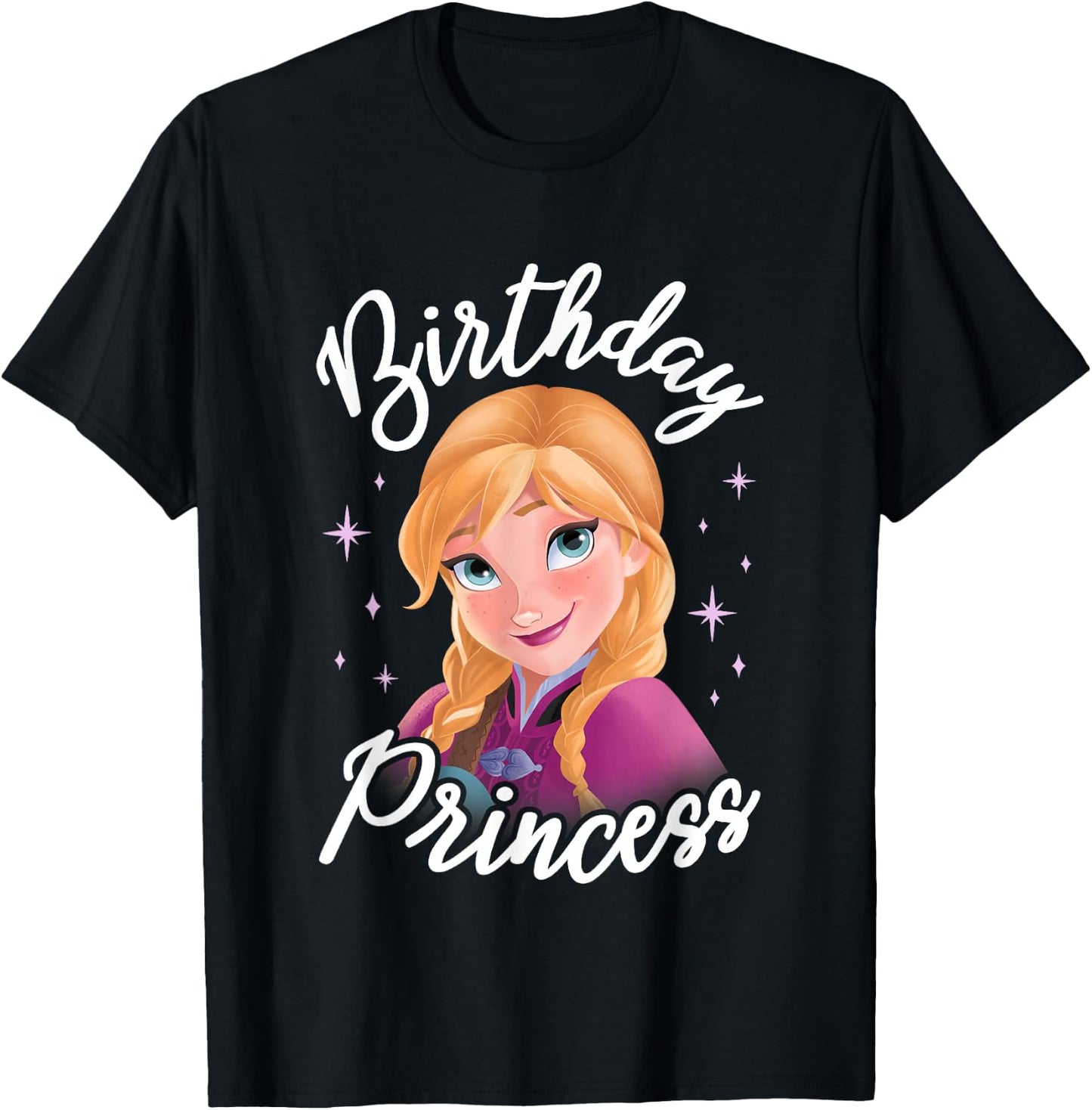Disney Frozen Birthday Princess Cute Anna Big Chest Portrait T-Shirt - T-Shirt | Black