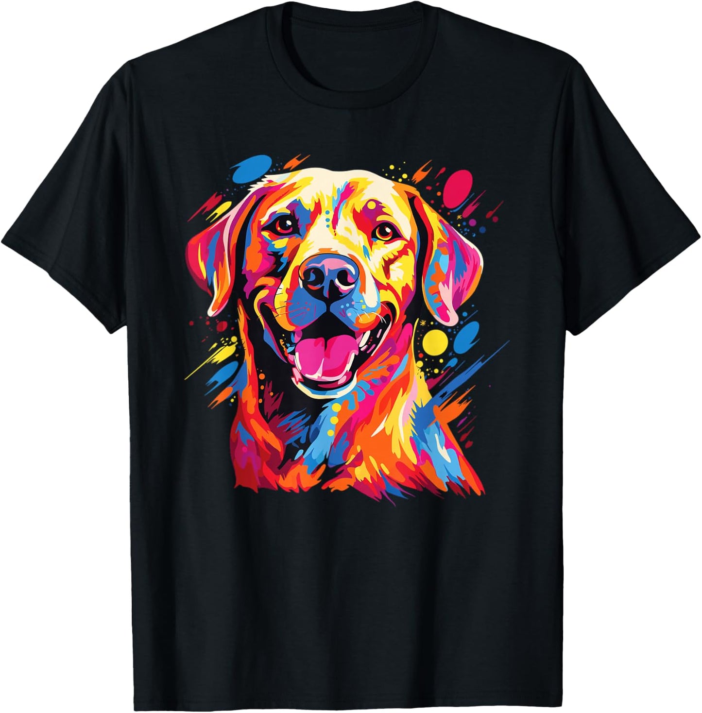 Watercolour Colourful Labrador Labbi T-Shirt - T-Shirt | Black