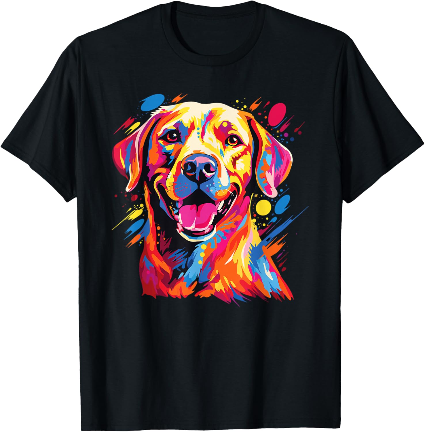 Watercolour Colourful Labrador Labbi T-Shirt - T-Shirt | Black