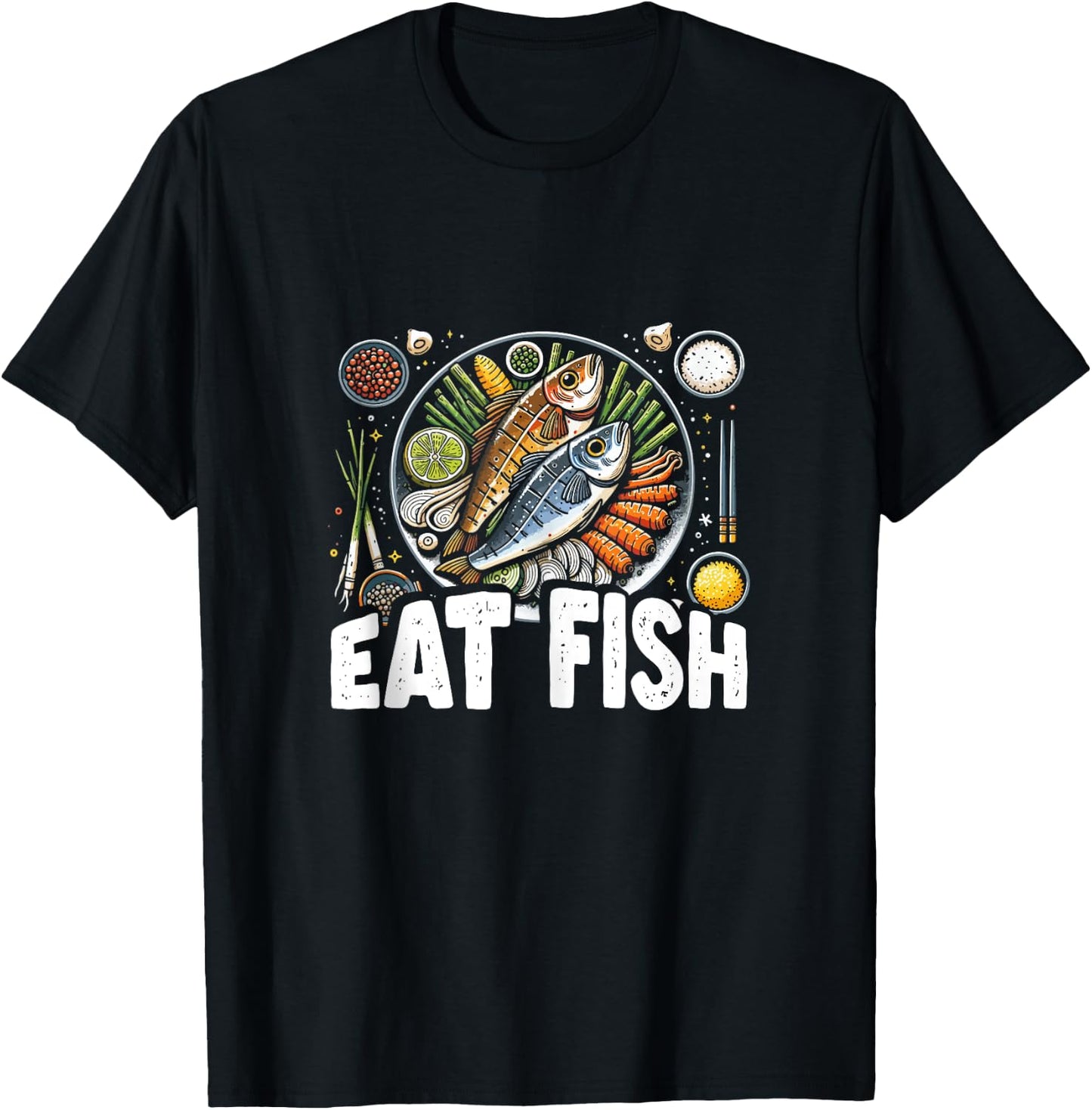 Funny Pescatarian Fishing Fisherman Gift - Eat Fish T-Shirt - T-Shirt | Black