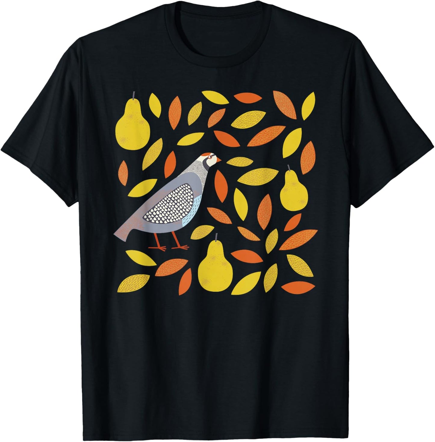 Threadless Nic Squirrell Partridge in A Pear Tree Graphic T-Shirt - T-Shirt | Black