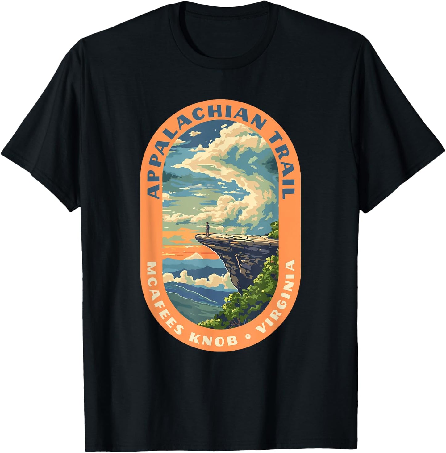 McAfee Knob Virginia Appalachian Trail Roanoke Hiking T-Shirt - T-Shirt | Black
