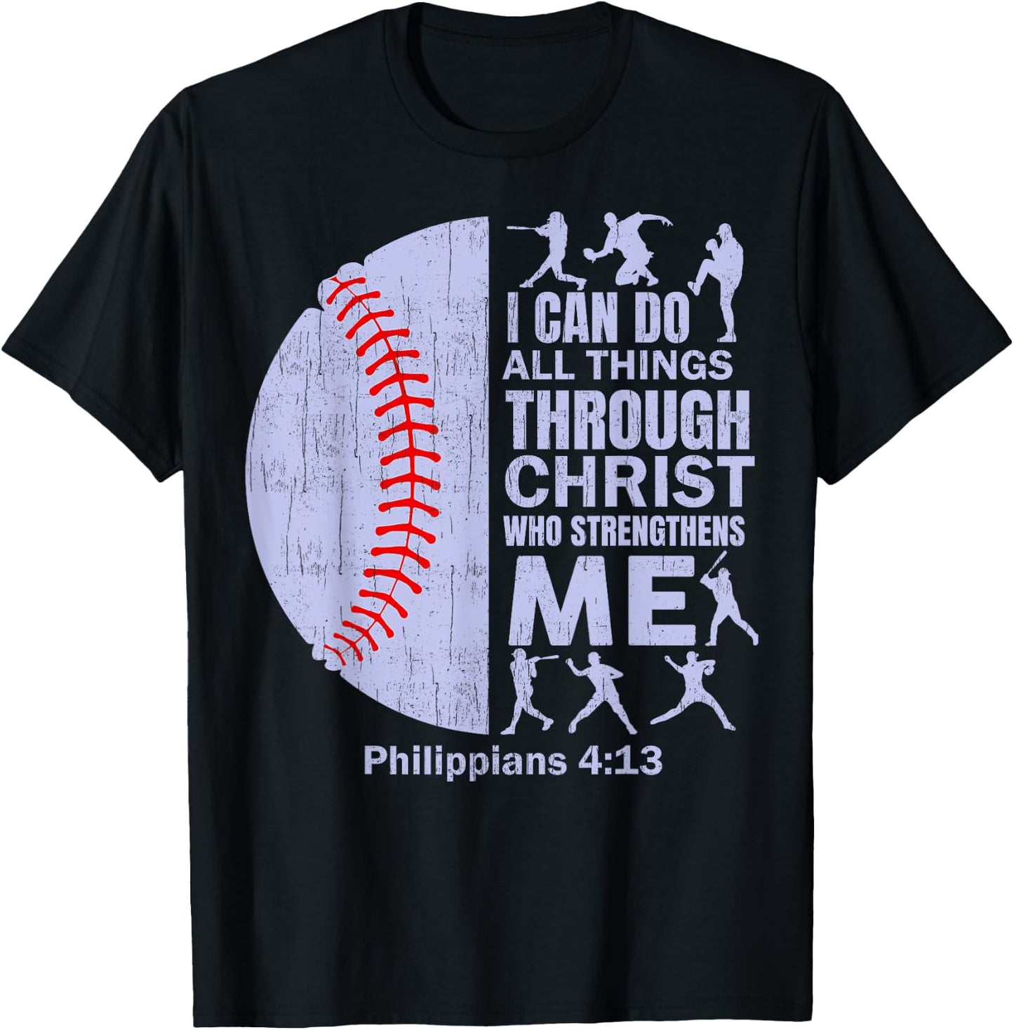 Christian Baseball T Shirt Christ Bible Verse Men Boys Kids T-Shirt - T-Shirt | Black