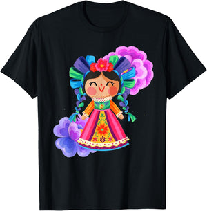 Muñeca Lele Mexican Doll T-Shirt - T-Shirt | Black