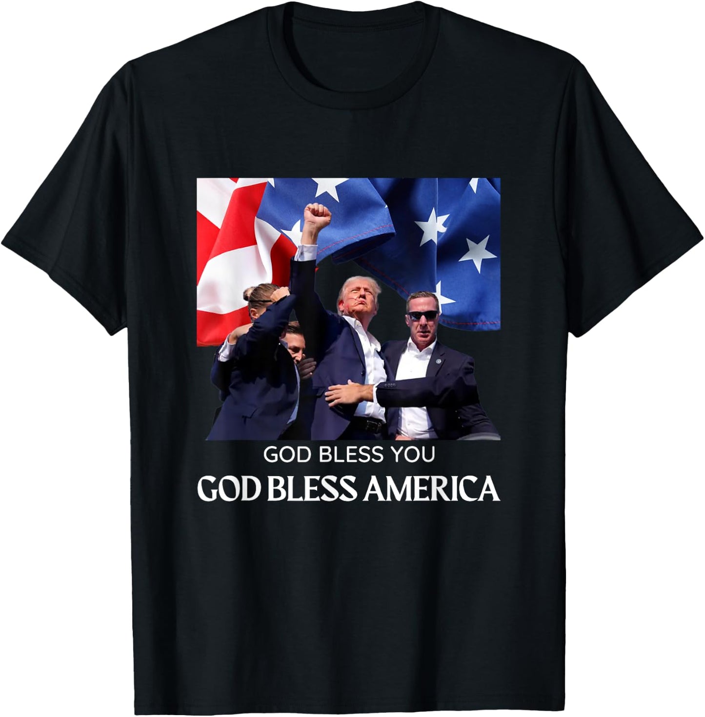 Donald Trump 2024 God Bless You - God Bless America T-Shirt - T-Shirt | Black