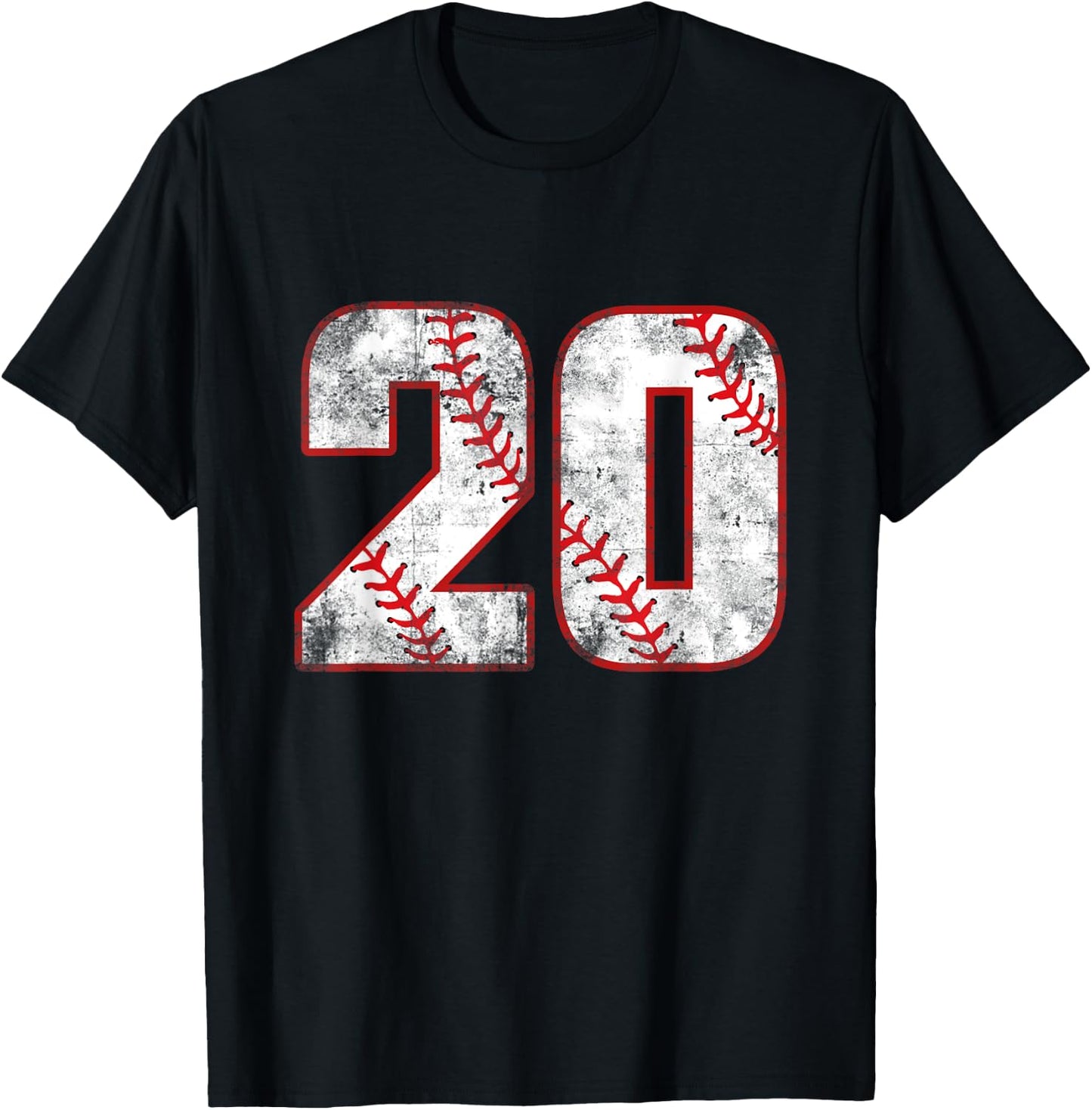 20 Year Old Baseball Player Sports 20 Jersey 20th Birthday T-Shirt - T-Shirt | Black