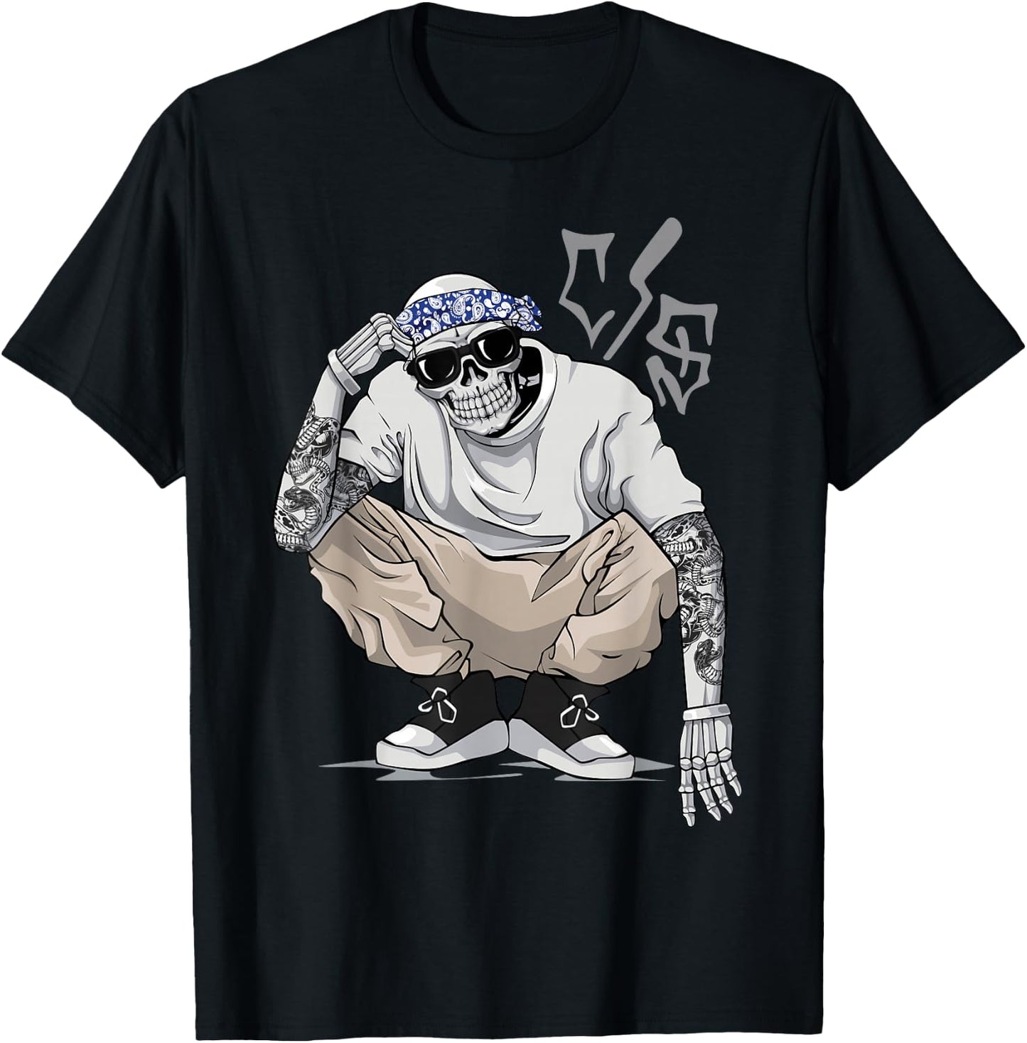 Cholo Chicano Tattoo Cool Mexican Gangster Skeleton Mexico T-Shirt - T-Shirt | Black