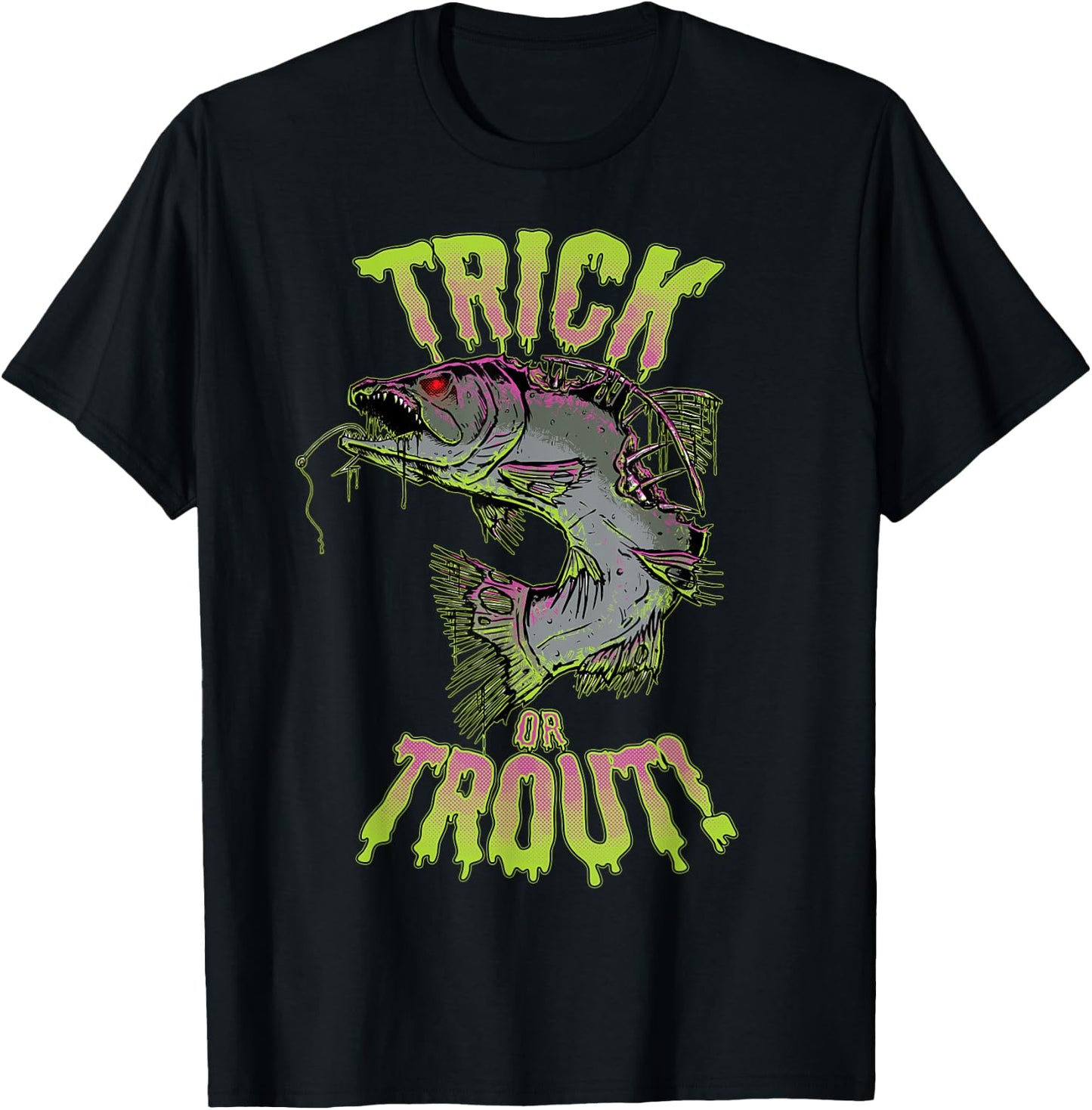 Funny Halloween Trout Fishing & Angling Trick or Trout T-Shirt - T-Shirt | Black