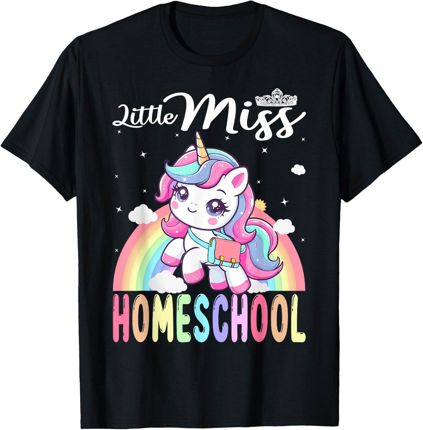 Little Miss Homeschool Back To School Girls Homeschool T-Shirt - T-Shirt | Black