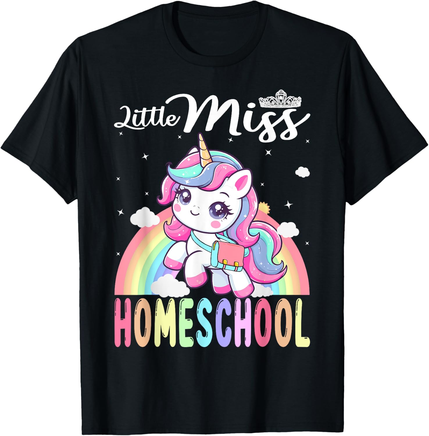 Little Miss Homeschool Back To School Girls Homeschool T-Shirt - T-Shirt | Black