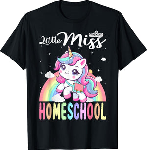 Little Miss Homeschool Back To School Girls Homeschool T-Shirt - T-Shirt | Black