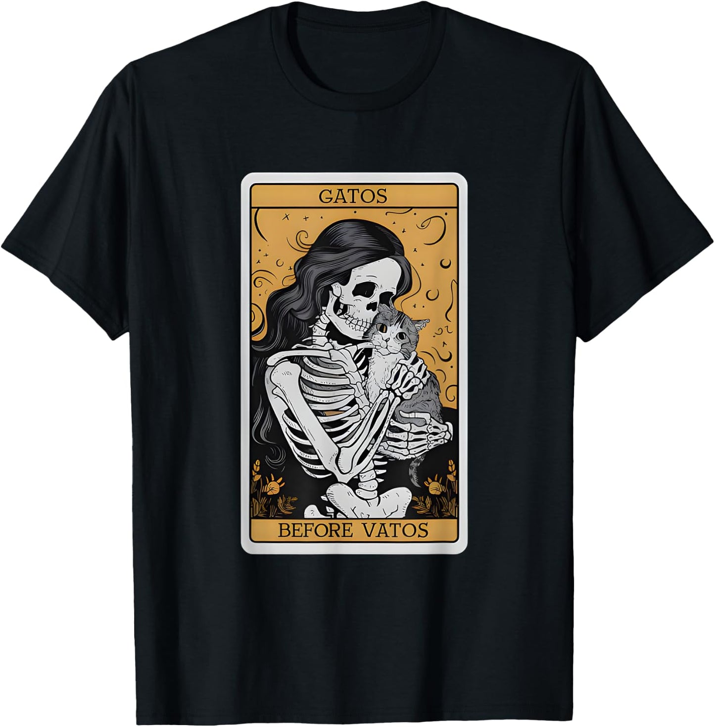 Gatos Before Vatos Funny Cat Tarot Card Cat Lady Cat Mom T-Shirt - T-Shirt | Black