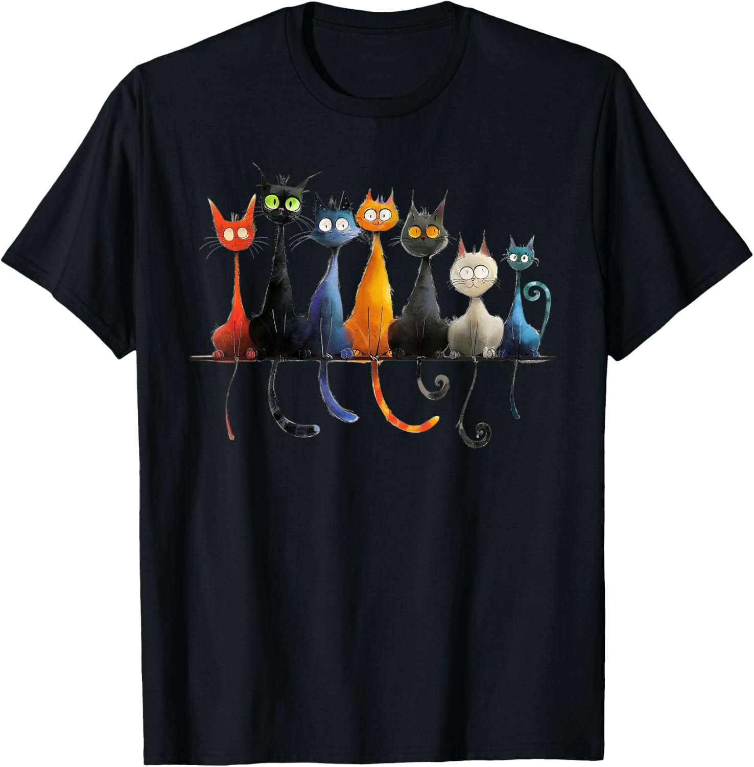 Whimsical Mid-Century Modern Look Cats 50& 60s Style T-Shirt - T-Shirt | Black