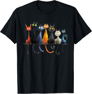 Whimsical Mid-Century Modern Look Cats 50& 60s Style T-Shirt - T-Shirt | Black