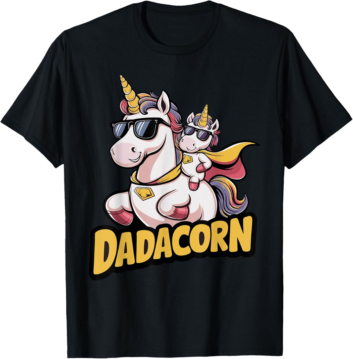 Dadacorn Unicorn Dad and Kid - Best Father's Day Funny T-Shirt - T-Shirt | Black
