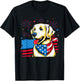 4th of July Golden Retriever American USA Flag Dog Patriotic Women Kids Men T-Shirt - T-Shirt | Black