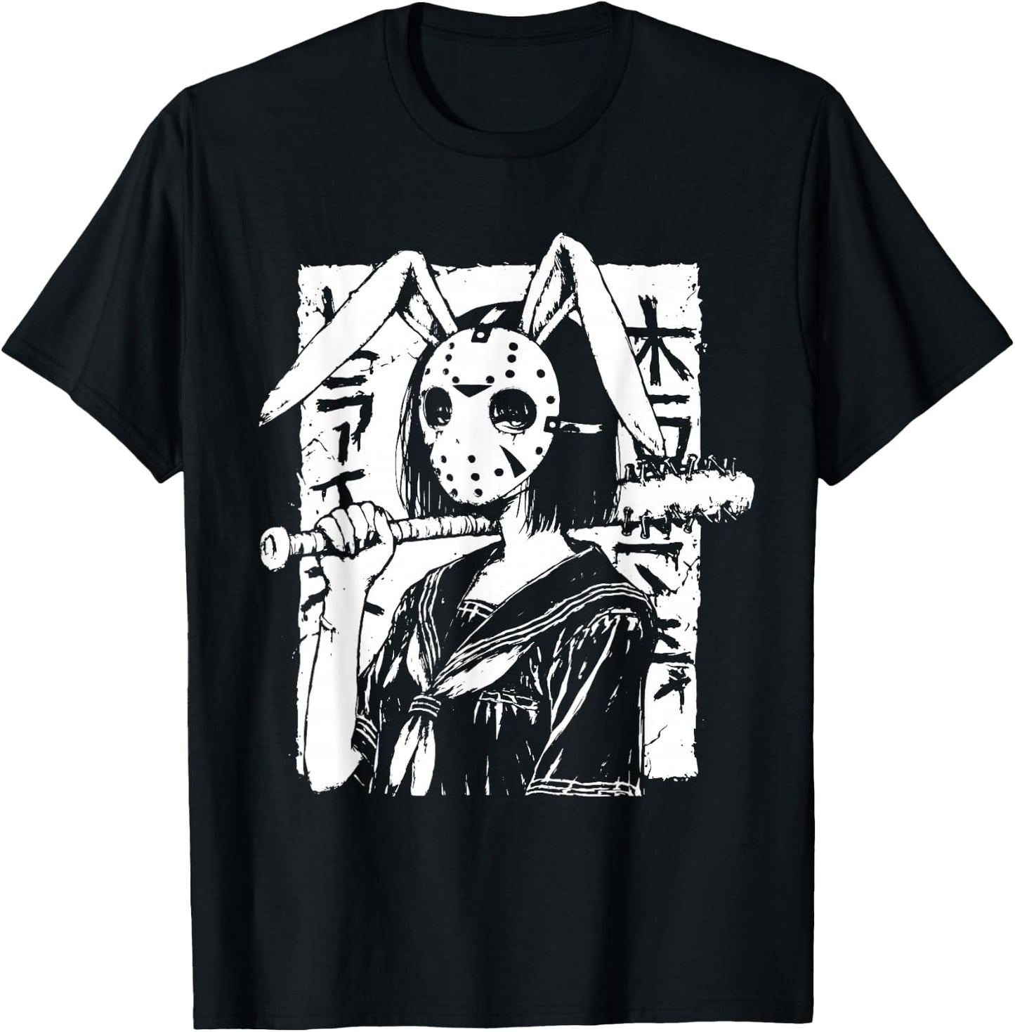Creepy Horror Bunny Girl Anime Manga Alt Kawaii Harajuku T-Shirt - T-Shirt | Black