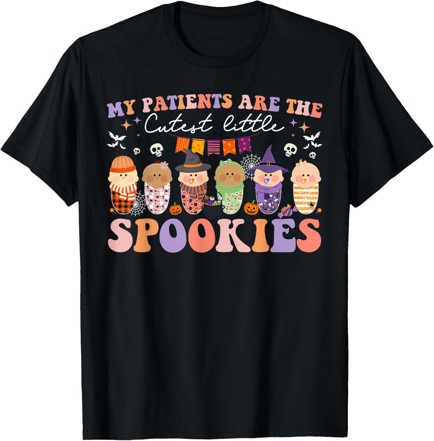 My Patients Are Cutest Spooky L&D NICU Mother Baby Halloween T-Shirt - T-Shirt | Black