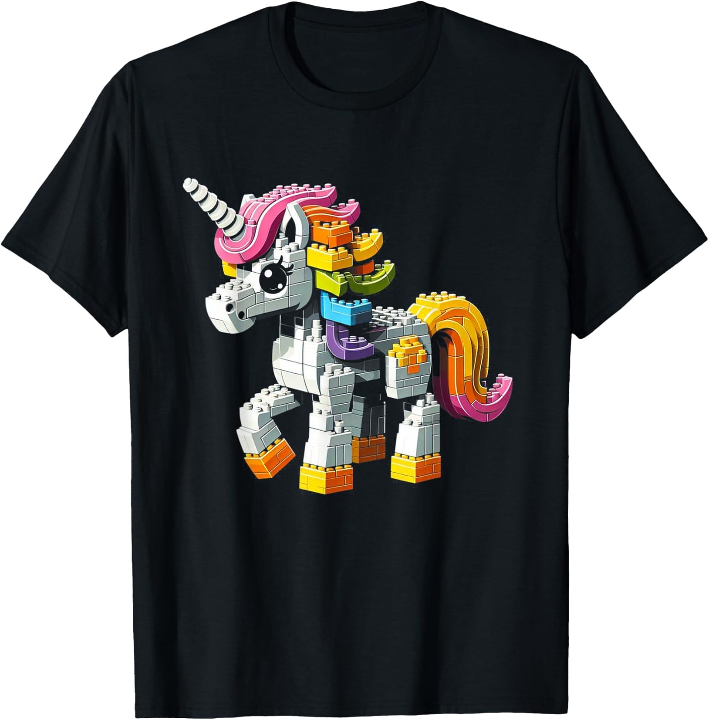 Block Building Unicorn Lover Master Builder Bricks T-Shirt - T-Shirt | Black