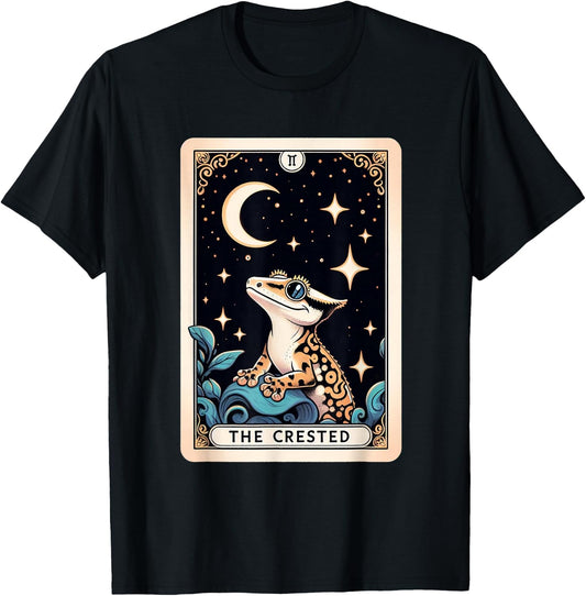 Crested Gecko Tarot Card Moon Men Women Kids Reptile Lover T-Shirt - T-Shirt | Black